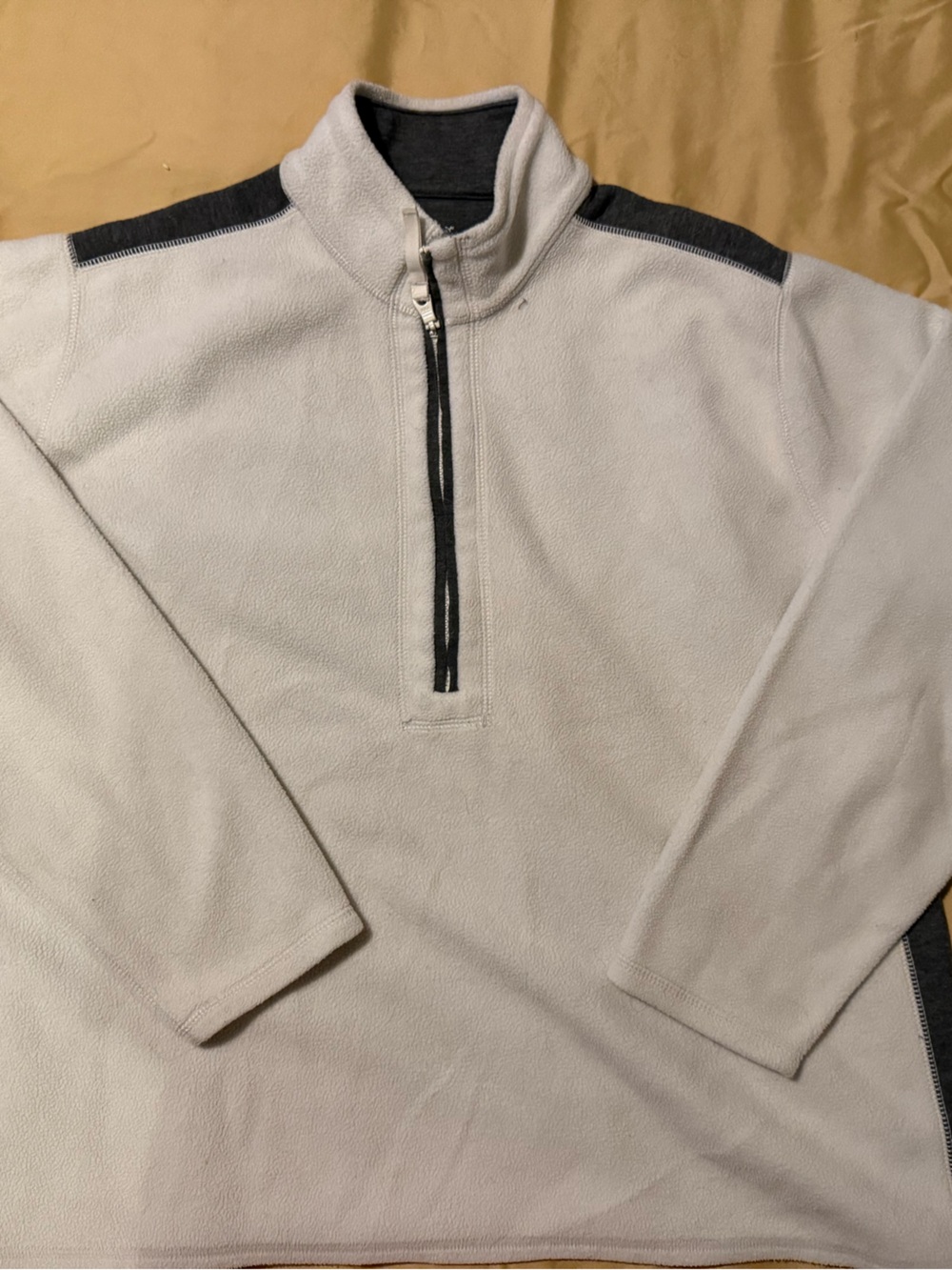 Eddie Bauer White Quarter-Zip Pullover with Charcoal Trim